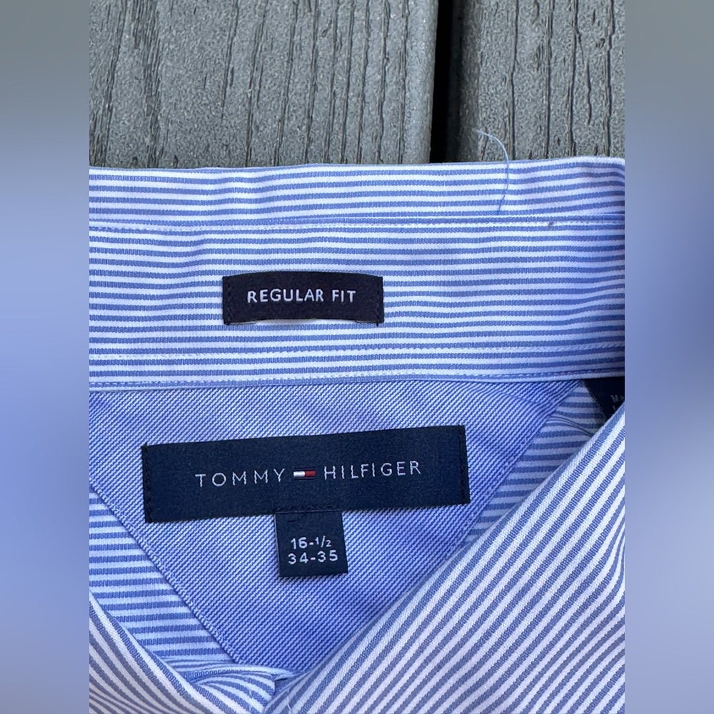 Tommy Hilfiger Light Blue Button Down Long Sleeve Oxford Dress Shirt Mens 16.5 - Picture 3 of 7